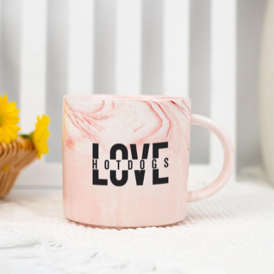 Love Hotdogs Fast Food Statement Marble Mugs