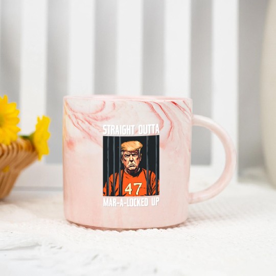 Anti-Trump Funny Straight Outta Mar-A-Locked Up Marble Mugs