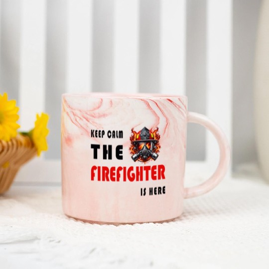 Keep Calm – The Firefighter is Here Marble Mugs