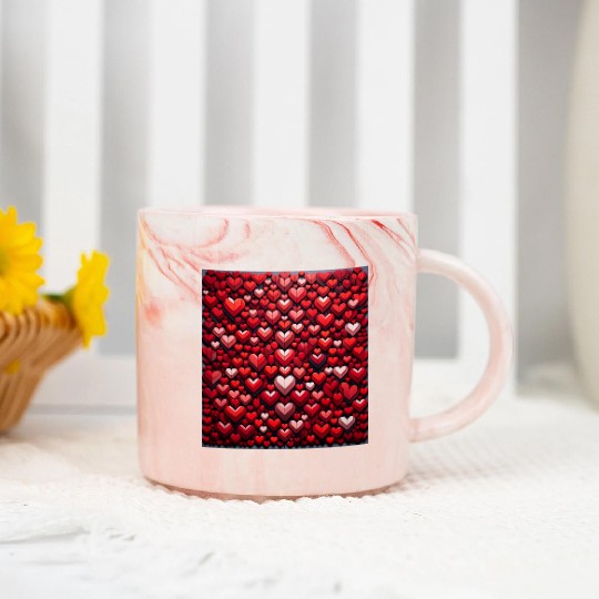 Red Hearts Painting Marble Mugs