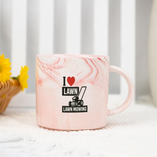 i love lawn, lawn mowing Marble Mugs
