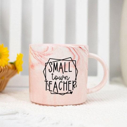 Small Town Teacher Heart Graphic for Educators Marble Mugs