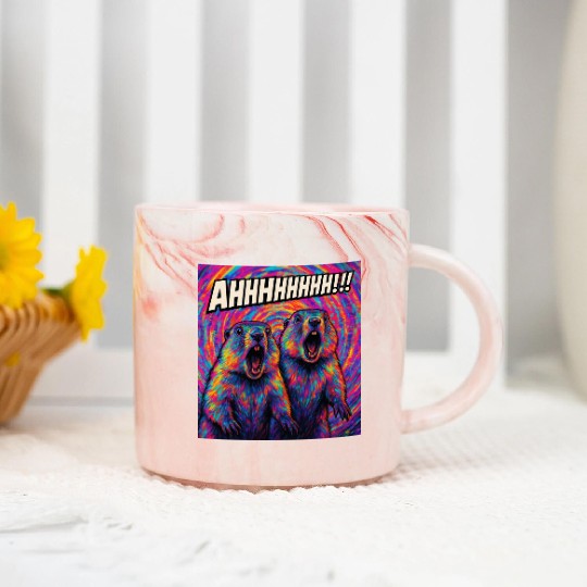 AHHHHHHH!!! – Screaming Marmots Go Psychedelic Marble Mugs