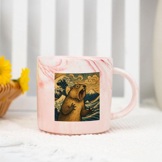 The Great Scream off Kanagawa – Marmot Overboard Marble Mugs