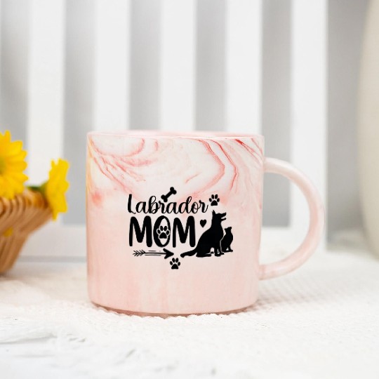 Labrador Mom SVG – Dog Silhouette & Paw Print Desi Marble Mugs