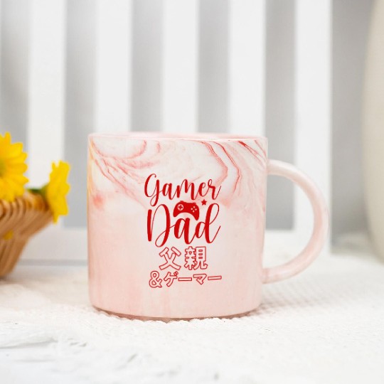 Gamer Dad Script Red Marble Mugs