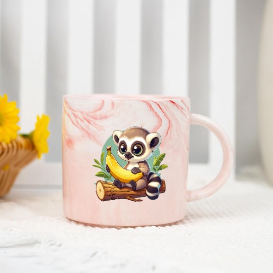 Raccoon with a banana Marble Mugs