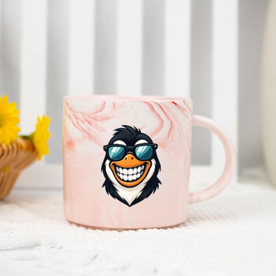 Cool penguin sunglasses summer grin fun Marble Mugs