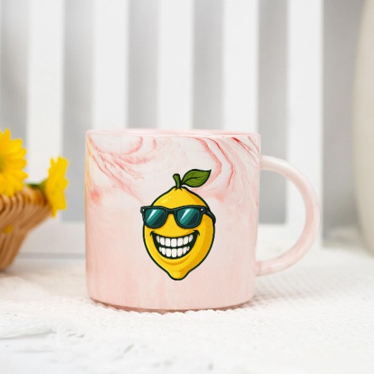 Cool lemon sunglasses summer fruit smile Marble Mugs
