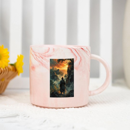 Twilight Ronin Solitude at the Edge Marble Mugs