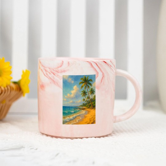 Tropical Serenity – Peaceful Beach Landscape Art Marble Mugs