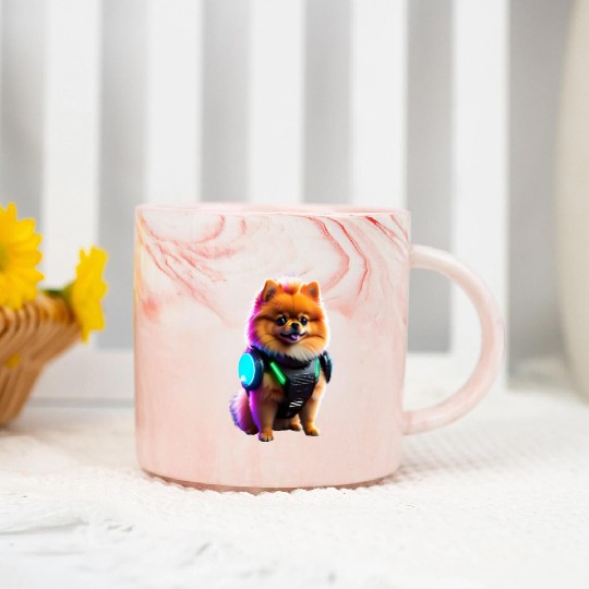 Cyber Pomeranian: Explorer of the Future Marble Mugs