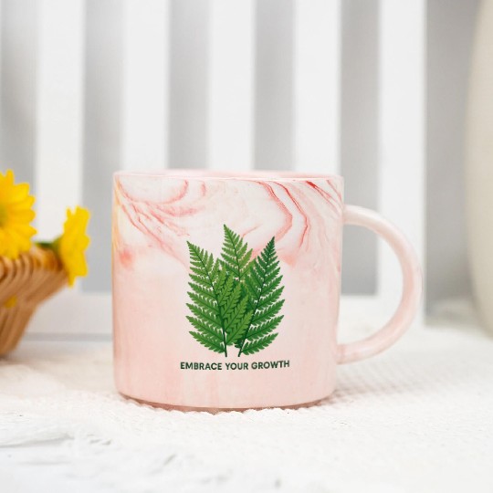 Embrace Your Growth | Fern Design Marble Mugs
