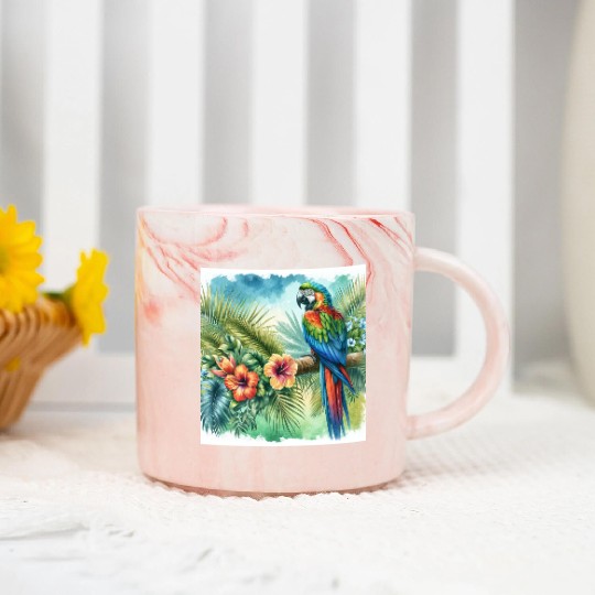 Majestic Macaw Parrot Marble Mugs