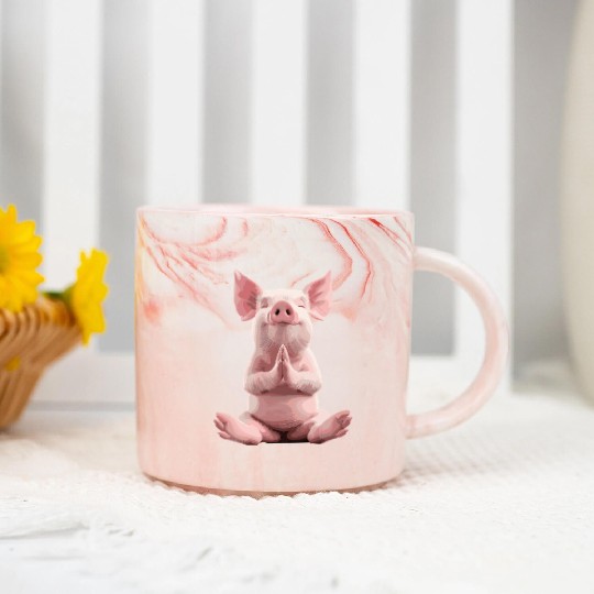 Peaceful Meditating Pig Artwork for Relaxation Marble Mugs