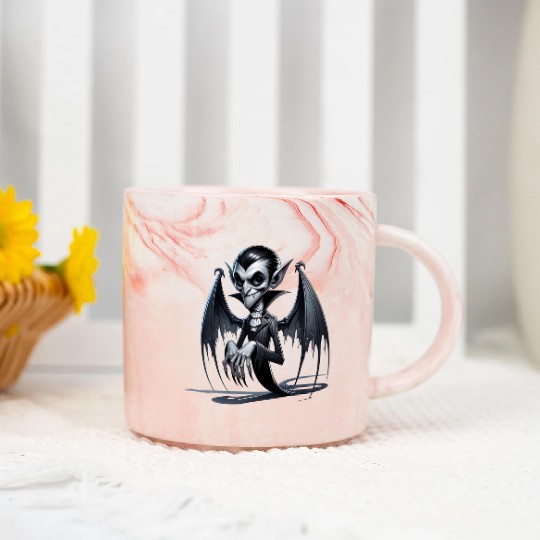 Elegant Vampire Spirit – Creepy Bat-Winged Phantom Marble Mugs