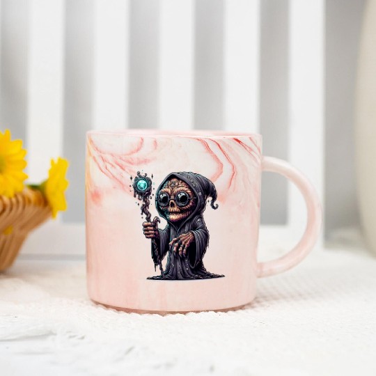 Cosmic Skull Wizard – Creepy Arcane Sorcerer Marble Mugs