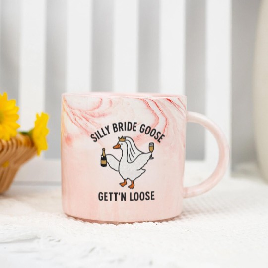 Embroidered Silly Goose Bride Funny Goose Lover Marble Mugs