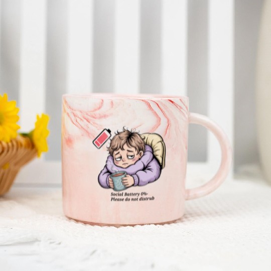 Social Battery 0% – Please Do Not Disturb Marble Mugs