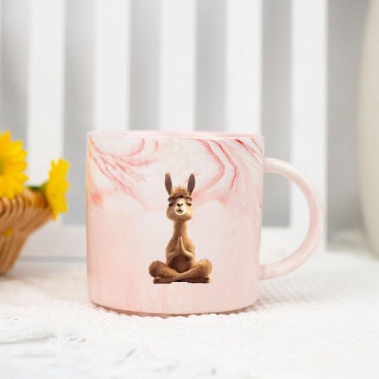 Zen Llama Meditation Serenity Gentle Peaceful Marble Mugs