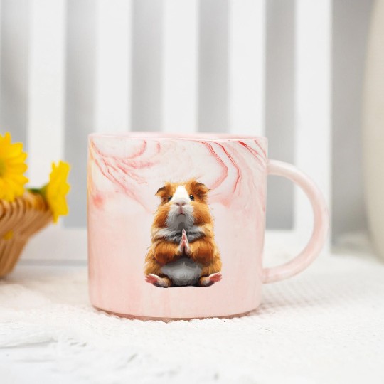Peaceful Meditation Guinea Pig Zen Moment Pet Marble Mugs