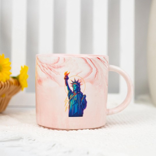 Statue of Liberty Neon Marble Mugs Design