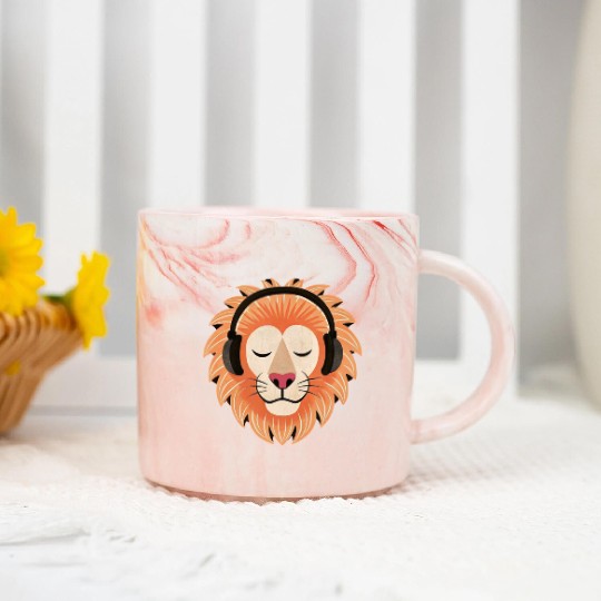 Bass the Vinyl Lion Marble Mugs
