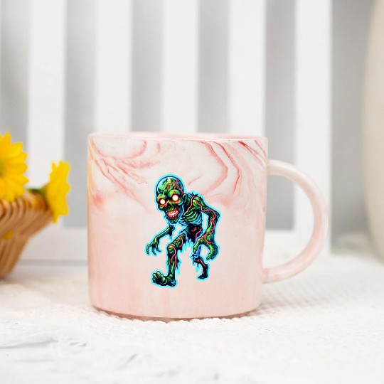 Glowing Zombie Crawler – Toxic Neon Horror Marble Mugs