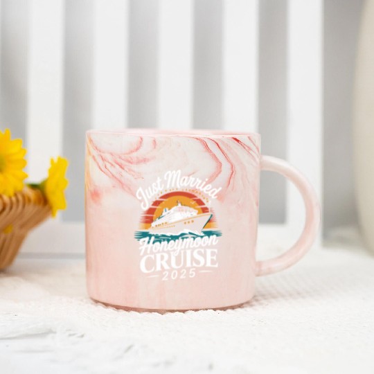 Just Married Honeymoon Cruise 2025 Adventure Marble Mugs