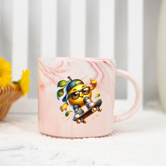 Cool Orange Skater – Fun Fruit with Urban Street S Marble Mugs