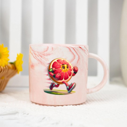 Running Grapefruit Power – Sporty Citrus in Motion Marble Mugs
