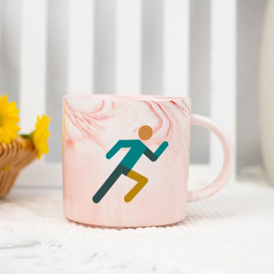 Running Icon – Minimalist Runner Design Marble Mugs