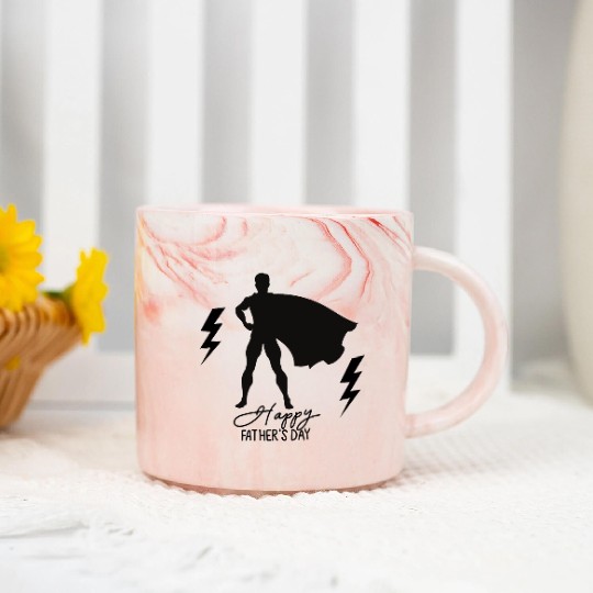 Superhero Dad Silhouette | Father's Day Hero Marble Mugs