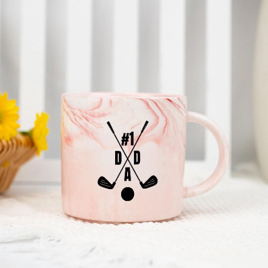 Father's Day Golf #1 DAD Marble Mugs