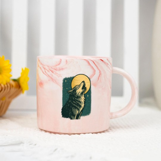 Lone wolf howl at the moon Marble Mugs