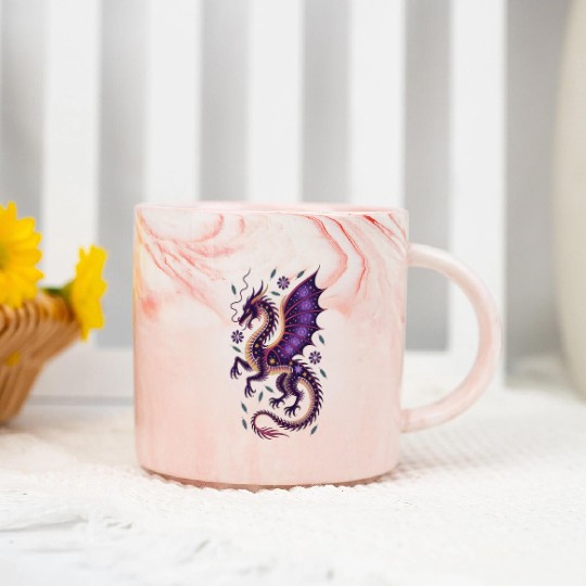 Cosmic Dragon Tattoo Illustration Marble Mugs