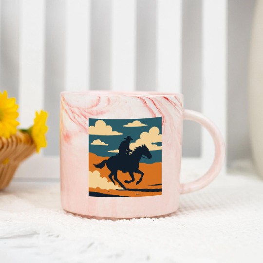 Wild West Cowboy Ride Marble Mugs