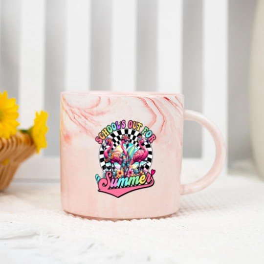 Schools Out For Summer Flamingo Teaches Students Marble Mugs