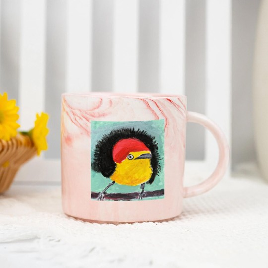 Wire tailed Manakin Painting Marble Mugs