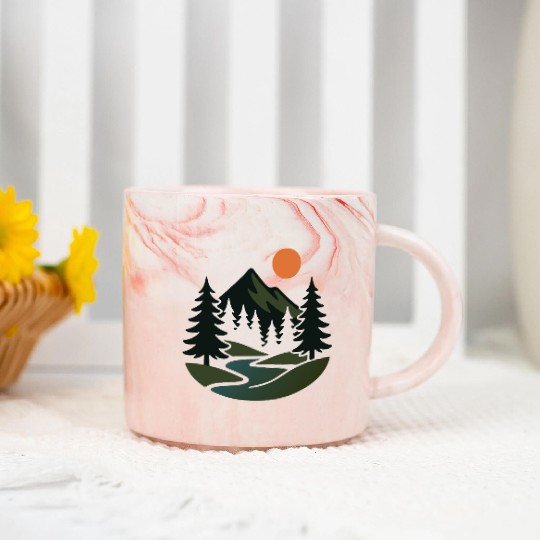Scenic Nature View – Peaceful Landscape design Marble Mugs