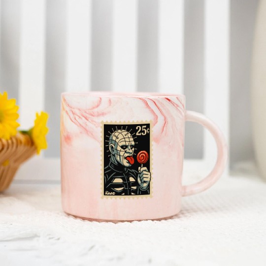 stamp of a horror lollipop licker raising hell Marble Mugs