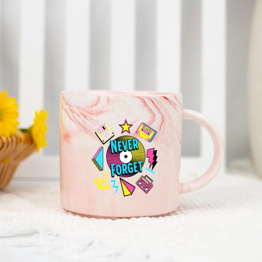 Never Forget 90s Retro Nostalgia Marble Mugs