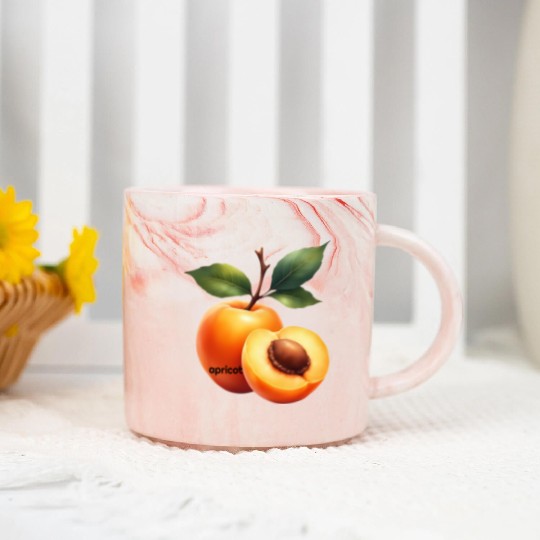 Apricot branch with green leaves Marble Mugs