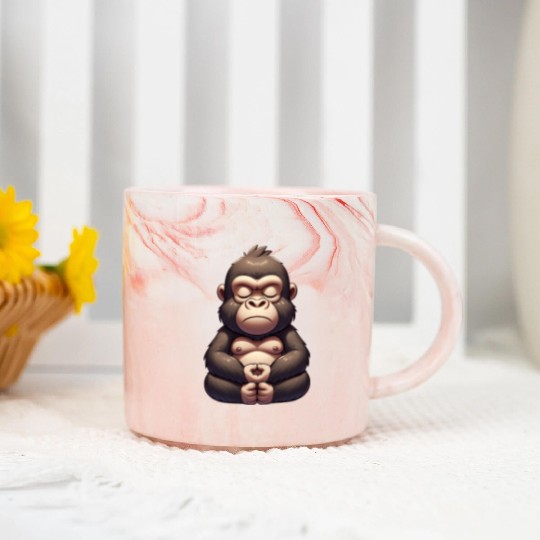 Cute gorilla yoga meditation inner peace cartoon Marble Mugs