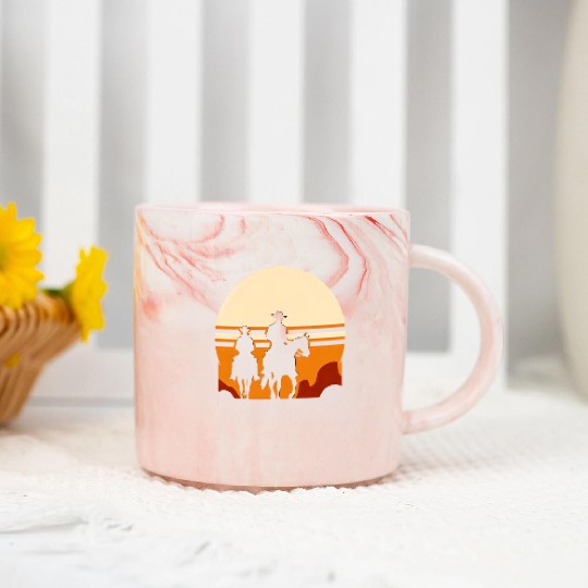 Western Riders: Sunset Silhouette Marble Mugs