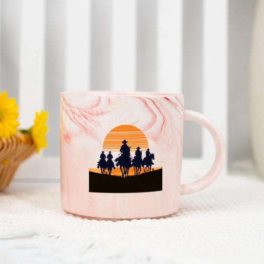 Western Sunset Cowboy Marble Mugs