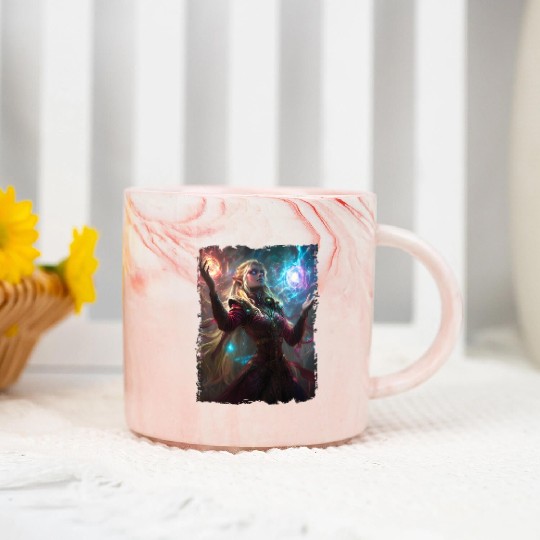 Magical Elf Sorceress under Starlight Marble Mugs