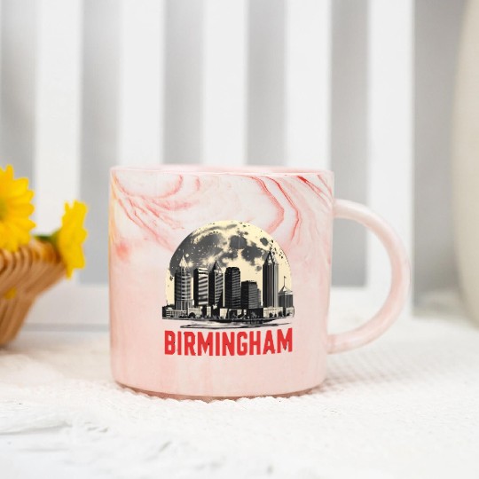 Birmingham City Albm Skyline Full Moon Marble Mugs