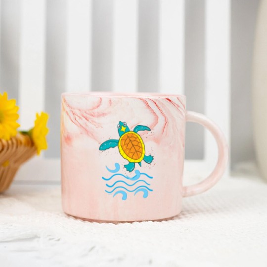Cute Hawksbill Baby Sea Turtle Marble Mugs