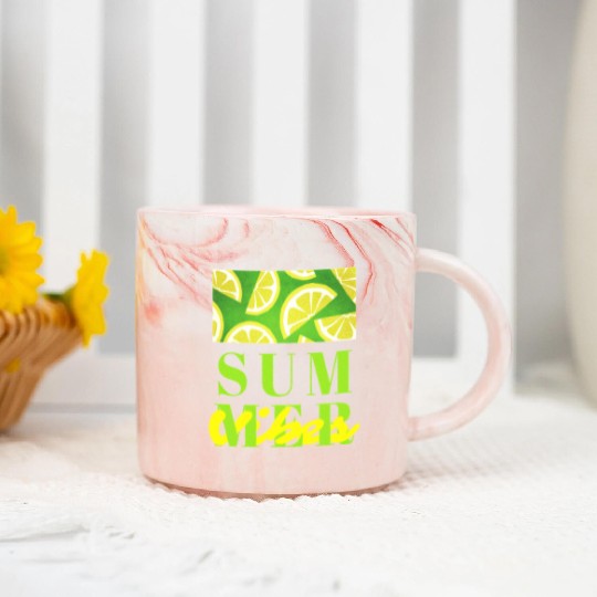 Lemon Fresh Summer Mood – Minimalist Citrus Art Marble Mugs